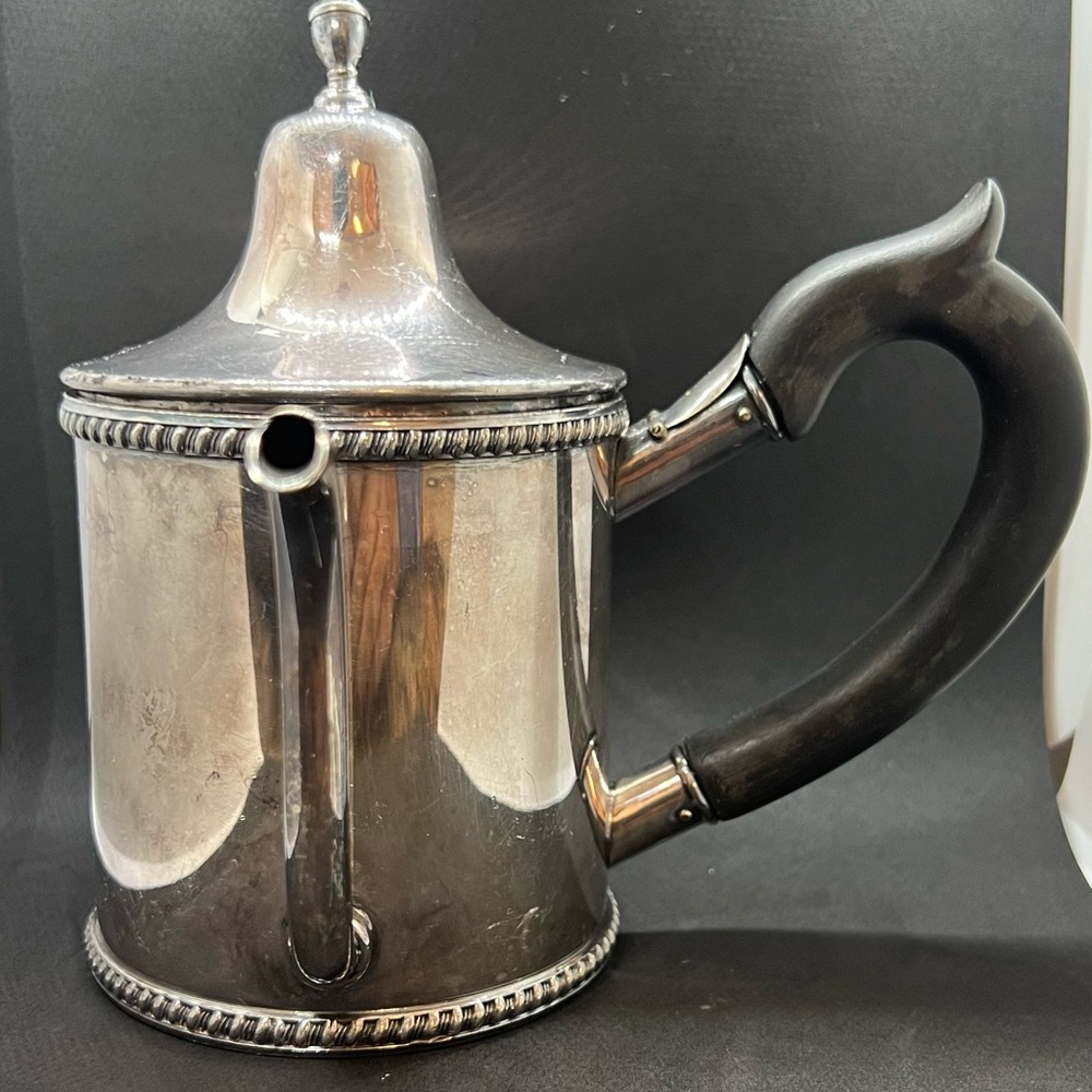 Elegant Silver Teapot with Black Handle